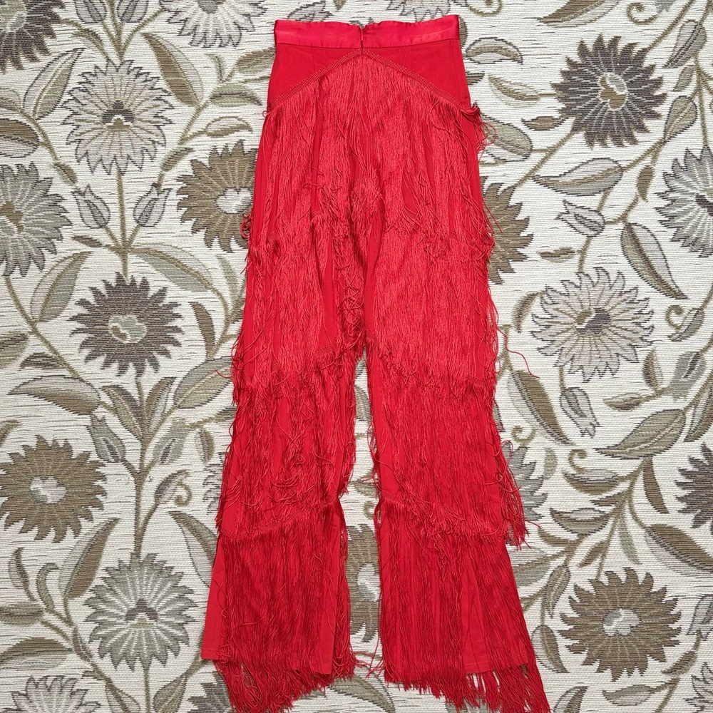 Meshki Red Fringe Pants XS - Picture 4 of 7